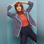 Anthropologie  Striped Peacoat Blazer Navy White Size XL Photo 1
