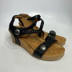 Aetrex  Avril‎ quarter strap wedge sandals black braided leather women’s size 8.5 Photo 1