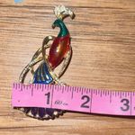 Vintage 1980s Canada Large heavily Gold plated Enameled Peacock Brooch Excellent Photo 7