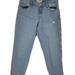 Knox Rose Embroidered Jeans Boho Western Indie Distressed Chevron Stretch Size 8 Photo 0