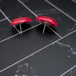 Vintage Stud Earrings Shades of Red Oval Photo 5