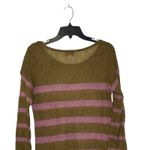 Loft Ann Taylor Women Medium Mohair Striped Pullover Sweater Long Sleeve Button Green Photo 7