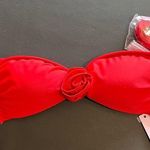 Wild Fable Red Rose Strapless Padded Push Up Bikini Top Removable Straps/pads/rose Sz S NWT Photo 0