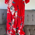 Anthropologie Brand JASE Vibrant Red Floral Maxi Dress size small Photo 2
