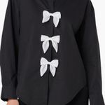 English Factory English Factor Bow Poplin Button-Up Shirt Black Size Medium Photo 0