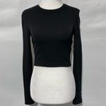 & Other Stories & Other Stories Ribbed Cotton Long Sleeve Crewneck Cropped Top Black Size XS Photo 1