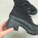 Merry Scott Black Lugg Sole Combat Lace Up Boots Fabric Womens 9 Photo 3