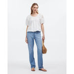 Madewell Puff Sleeve A Line Top Embroidered Poplin White Cottagecore Medium NWT Photo 3