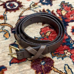 J.Crew  Brown Genuine Leather Belt Brass Buckle Classic Minimalist Unisex Photo 0