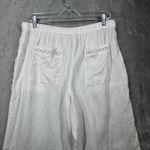 Joie  Cropped Pants 100% Linen White M Drawstring Capri Lace Trim Beach Resort Photo 4