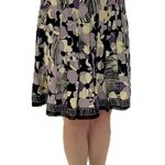 T21 Silk Wool Purple Cream Floral Black Pleated A Line Skirt Women’s Size 8 Photo 1