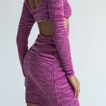 Princess Polly  LUCIA CUT OUT MINI DRESS PURPLE SZ 2 Knitted Ribbed V Neck Party Photo 2