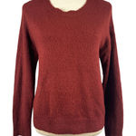 Forever 21  Women Small Burgundy Textured Crew Neck Long Sleeve Pullover Sweater Photo 0