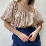 ZARA  Floral Print Balloon Sleeve  Crop Top Size Small 70’s style Photo 2