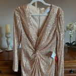 Mac Duggal Ieena Sequin Knotted Midi Dress Rose Gold Size 8 NWT Photo 3