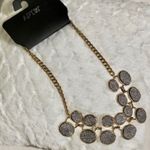 Apt. 9  Gold Tone Statement Necklace Two Rows of Druzy Shimmering Disc Photo 6