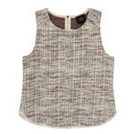 Anthropologie W5 Cream Tweed Sleeveless Blouse Medium Chic Photo 2
