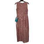 Mac Duggal NEW  70260 Rose Striped Floral Embellished Sleeveless Midi Dress Photo 3