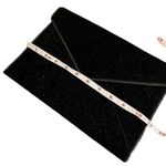 Rebecca Minkoff  Glitter Suede Envelope Clutch in Black with Gold Zipper Trim Photo 6