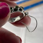 Vintage Peridot sterling dangle hoop earrings. Silver Photo 5