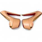 Christian Louboutin Peep Toe Platform Heels Nude Leather Stiletto Size 37.5 Photo 1