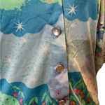 Vintage 90’s mad house Psychedelic Pointed Collar Pastel Floral Shirt Blouse M Blue Size M Photo 4