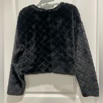 ZARA Faux Fur Pullover Sweater Black Quilted Plush Photo 3