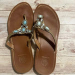 Yellow Box  Sandals Size 8 Brown Turquoise Blingy Photo 0