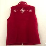 NWT Red white snowflake bedazzled pearl rhinestone Christmas seasonal festive sweater vest cardigan Photo 2