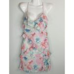 ZARA Pink Blue Pastel Watercolor Ruffled Mini Dress Womens S NWOT Coquette Fairy Photo 1