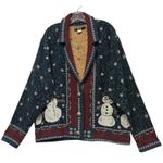 Painted Pony Women's Tapestry Christmas Snowman Sweater Jacket Winter One Size Blue Size XL Photo 0