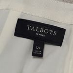 Talbots  Petites Tweed Button Front Fringe Skirt Wrap Navy Blue White Size 12P Photo 4