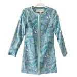 Doncaster  Cotton Long Jacket Spring Summer Blue Green Full Zip Paisley Print Photo 10