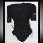 Laurence Kazar Y2K New Years Eve Beaded Sequin Top Silk Party Vintage Small Photo 2