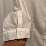 Old Navy  White Linen Cotton Blend Ruffle Front Top‎ 3/4 Sleeves Medium NWT Sheer Photo 2