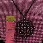Boutique Spiderweb Necklace Halloween Witch Costume Rhinestone Embellished Black Jewelry Photo 4