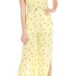 Love, Fire Love Fire Women’s Small Jumpsuit Yellow Floral Open Leg Slit Side Smocked Photo 1