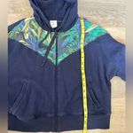 Aerie Navy Tropical Panel Zip Up Hoodie Size M Photo 5