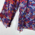Shoshanna Blue Multicolored Floral Silk Long Sleeve Blouse Top Size 10 Photo 2