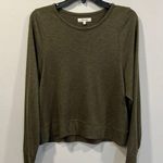 Madewell  Long Sleeve Cropped Crew Neck Top Olive Green EUC Size Medium Photo 0