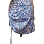 Zebra Satin Scrunch Skirt Animal Print Sexy Clubwear Blue Photo 0