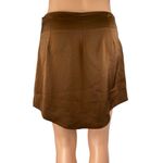 Emory park Women's Brown Silky Satin Zipper Mini Pencil A-Line Slip Skirt Size M Photo 2