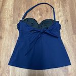 Lands' End  Womens Solid Blue Strapless Halter Tankini Swim Top XXS Molded Cups Photo 1