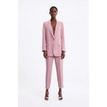 ZARA Gingham Blazer ~ Pink Large NWOT Photo 1