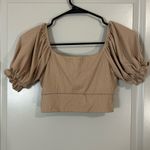 Altar'd State Altar’d State crossed babydoll Tan Puff Sleeve Top Photo 2