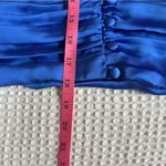 Flynn Skye  small blue satin puff sleeve button down ruched bodice vneck sexy top Photo 11