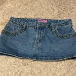 Edikted  Denim Mini Skirt Studded Low Rise Photo 0