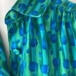 Vintage Dress 10 Long Sleeve Retro Classic Atomic Shirtdress Fall Winter 80s 90s Blue Photo 4