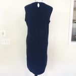 Brooks Brothers NWT Navy Blue Lace Knit Sleeveless Shift Midi Dress Women Size L Photo 5