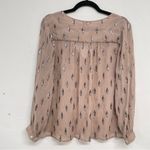 Joie  Pink V Neck Silver Glitter Accents Boho Blouse Womens M Fall Romantic Girly Photo 4